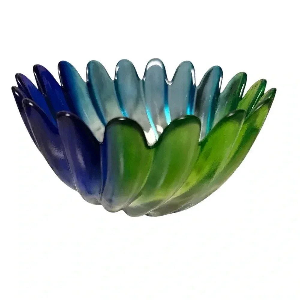Vintage Solaris by Studio Nova in Germany Blue green iridescent swirl art glass